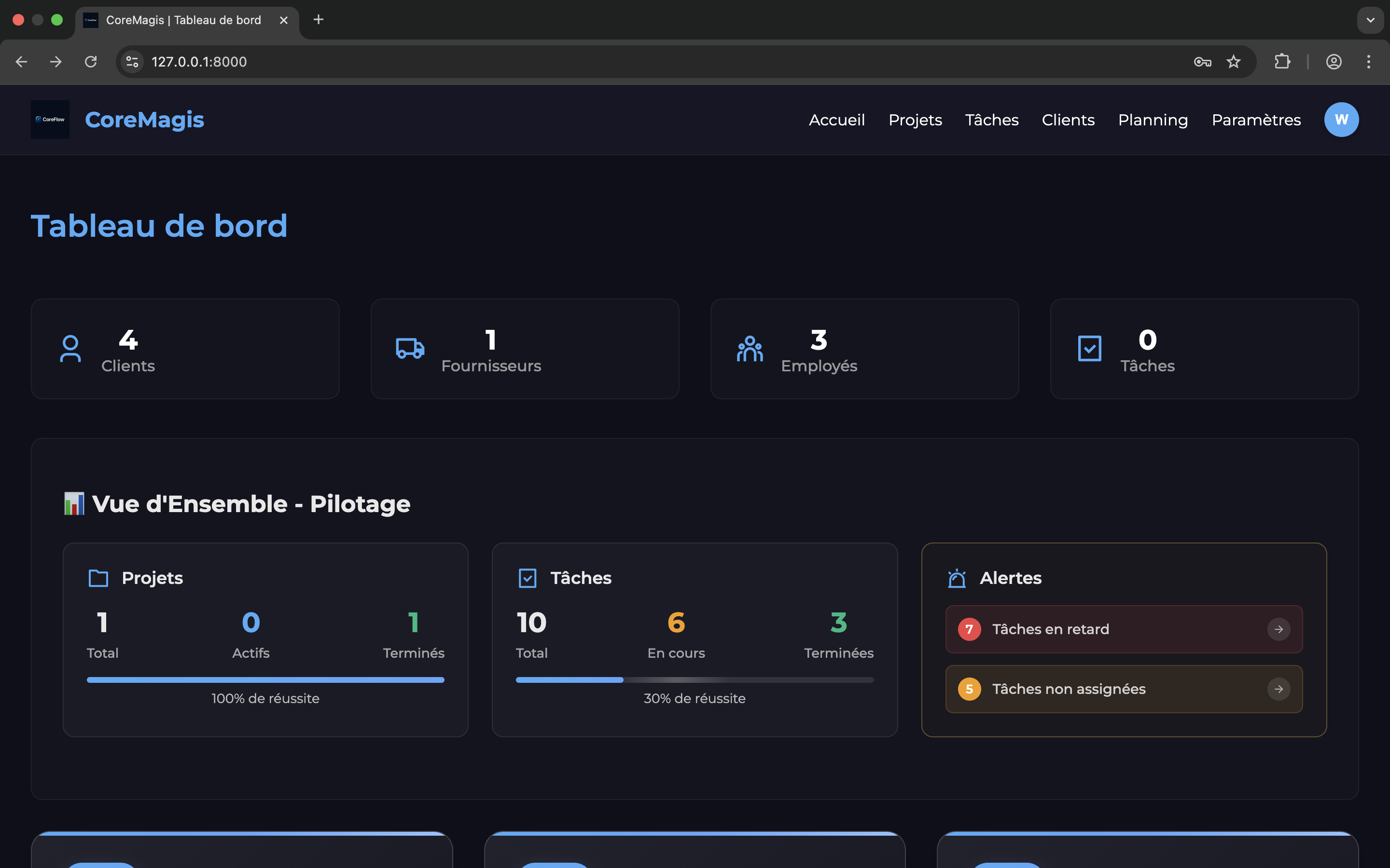 Dashboard CoreMagis